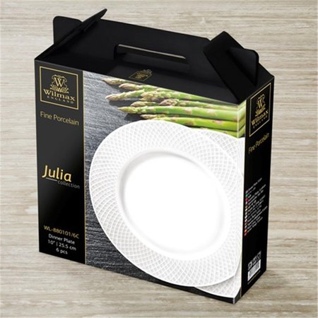 WILMAX 880101 10 in Dinner Plate Set of 6 White 4PK WL880101 / 6C